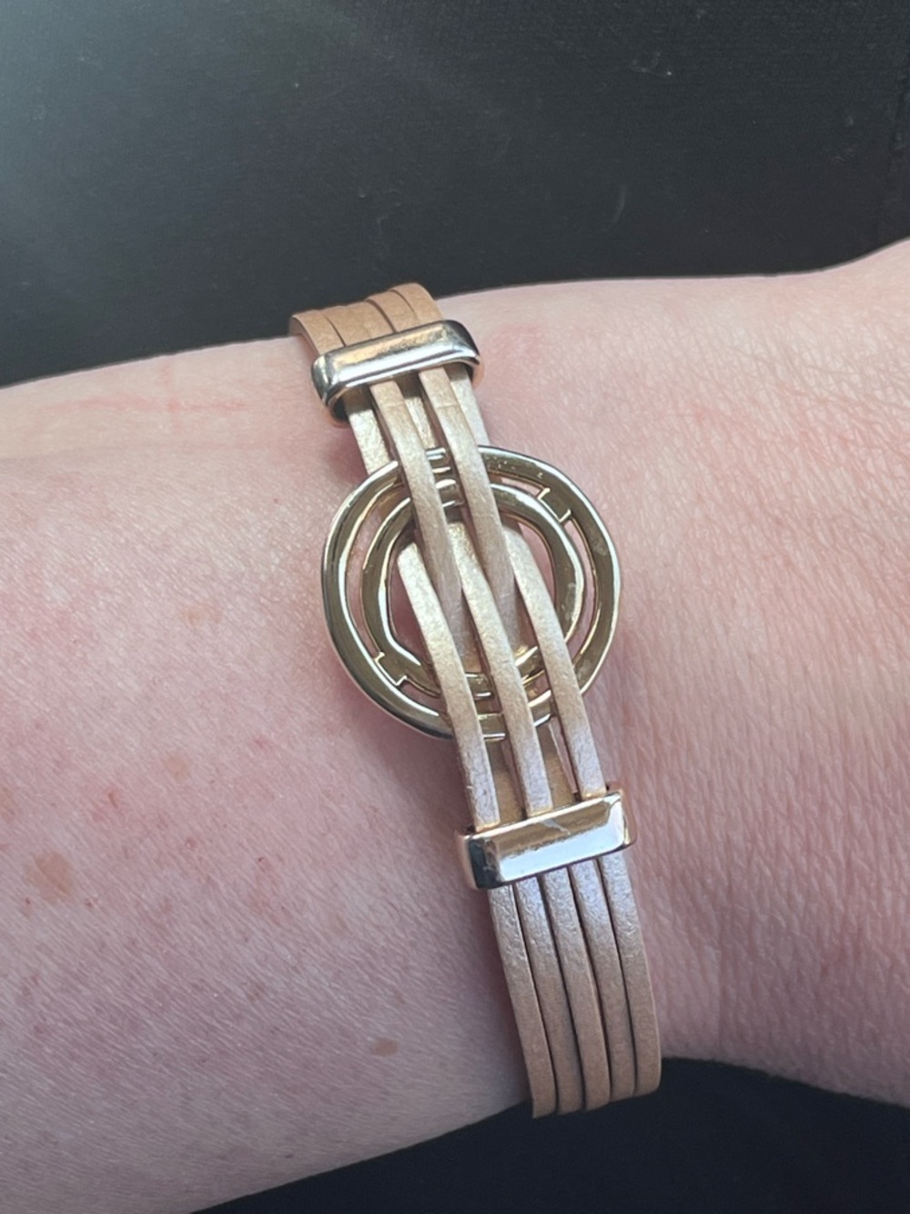 Champagne Gold Leather Boho Cuff
